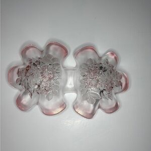 Mikasa Pink Floral Glass Decorative Double Bowl - Elegant Home Accent